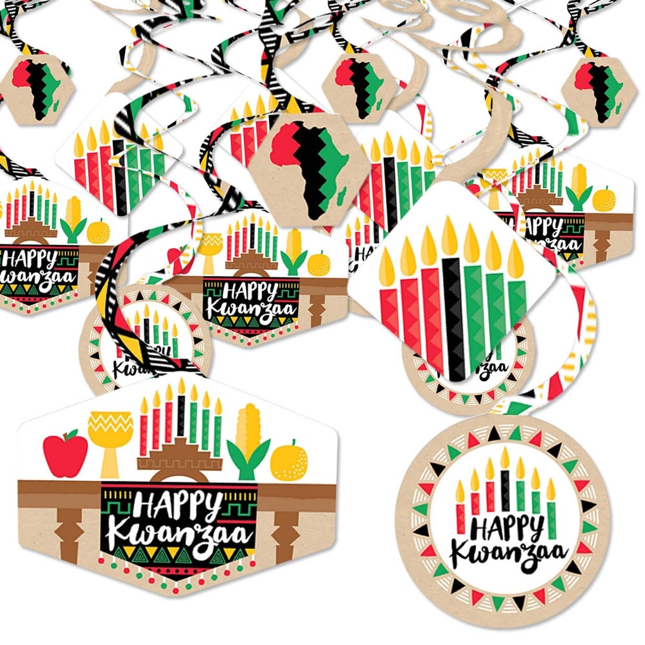 Big Dot of Happiness Happy Kwanzaa - Party Decor - Party Decoration Swirls - Set of 40